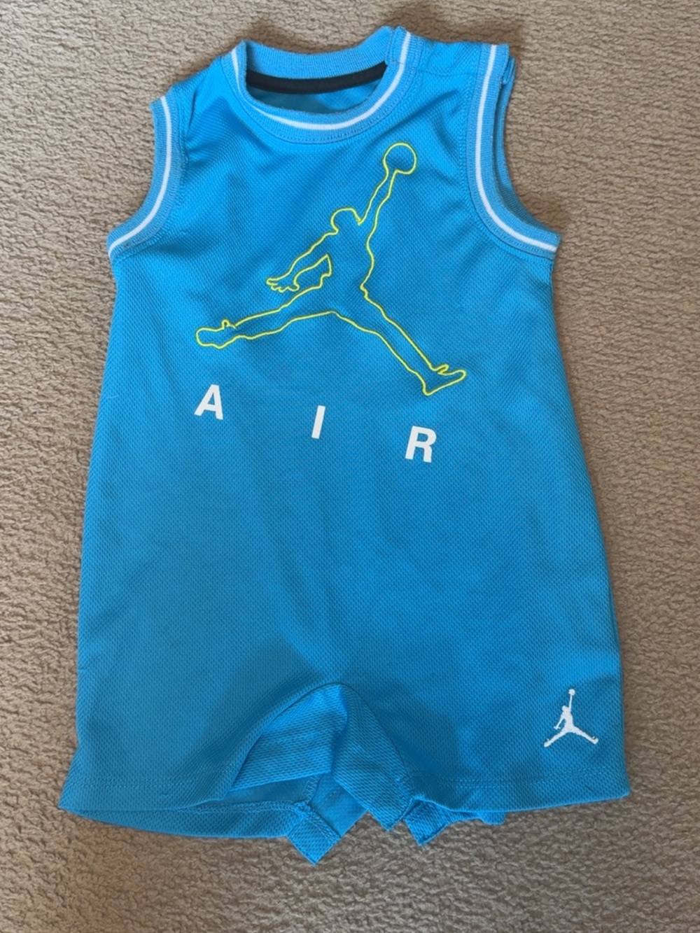 Jordan Kids Blue Sleeveless AIR Mesh Romper with Neon Accent